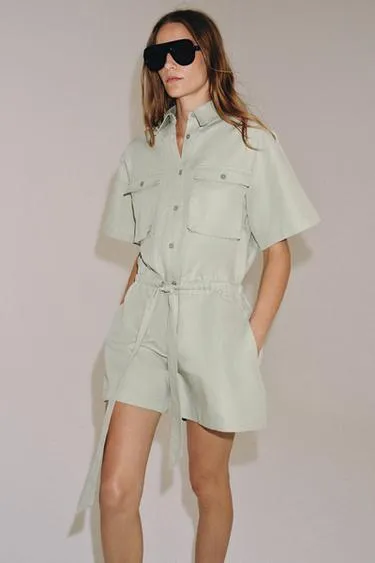 Комбинезон-рубашка с поясом — коллекция Zara «Zw»- Заказать в России