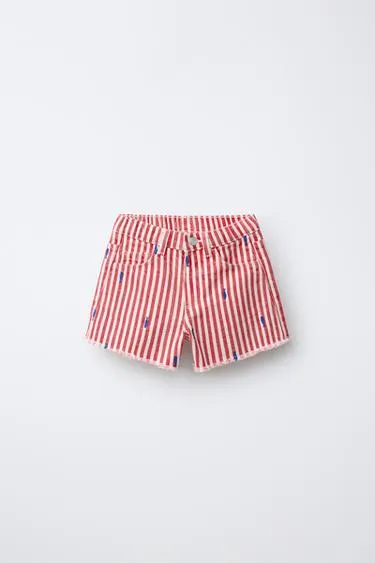 Бермуды Ts Fit из саржи с вышивкой рыбок Casa Lawa X Zara Kids