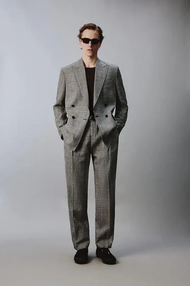 Костюмные брюки в клетку из смесовой шерсти и льна — Zara «Aaron Levine»- Заказать в России