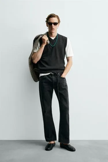Вязаный жилет из 100% льна Zara «Aaron Levine»- Заказать в России