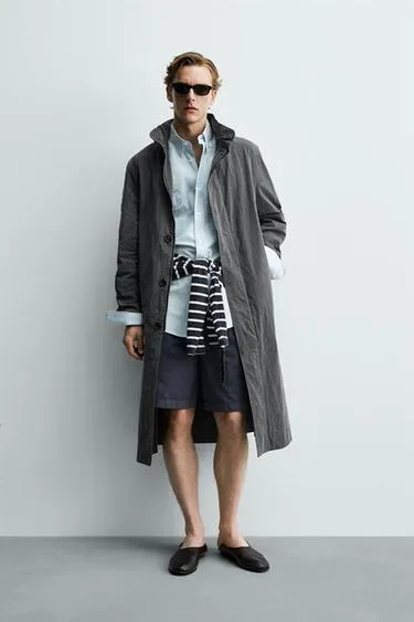 Легкий тренч с эффектом потертости Zara «Aaron Levine»- Заказать в России