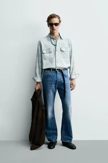 Легкая джинсовая рубашка Zara «Aaron Levine»- Заказать в России