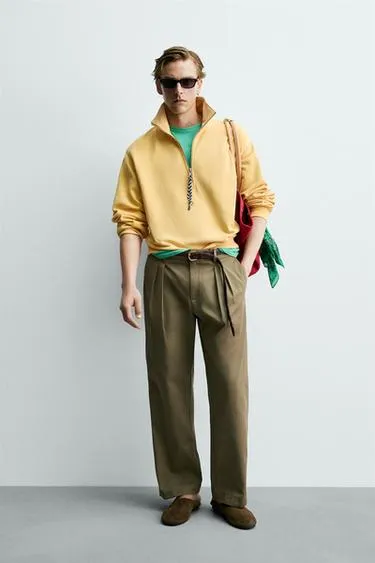Брюки чинос со складками Zara «Aaron Levine»- Заказать в России