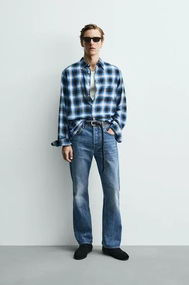 Рубашка свободного кроя в клетку Zara «Aaron Levine»- Заказать в России