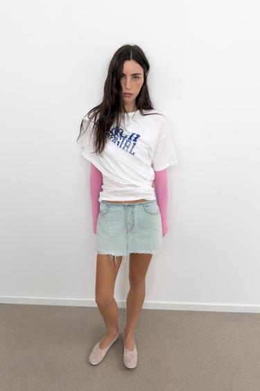 Zara Джинсовая мини-юбка TRF с разрывами