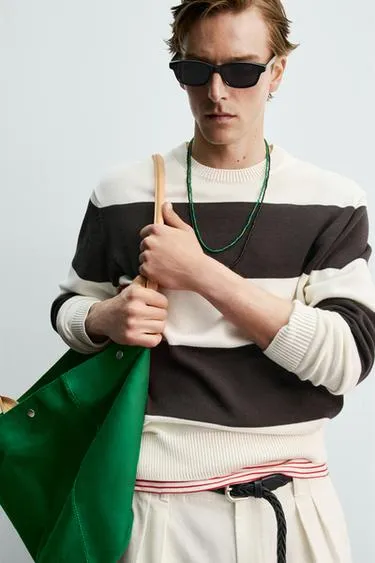 Сумка-шопер с кожаными деталями Zara «Aaron Levine»- Заказать в России