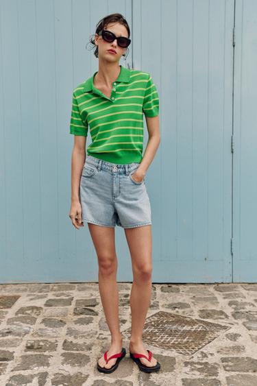 Zara Поло в полоску с короткими рукавами