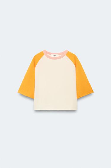 Zara Футболка с длинными контрастными рукавами лимитированная коллекция для детей от 2 до 14 лет