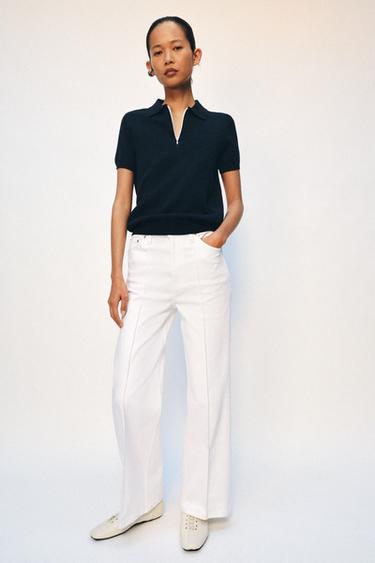 Zara Трикотажное поло на молнии