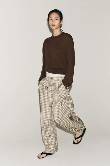 Свободные брюки в клетку коллекция Zara «Zw»- Заказать в России