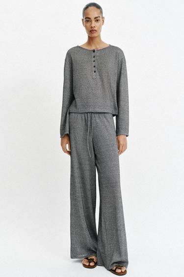 Zara Футболка в стиле рустик с круглым вырезом
