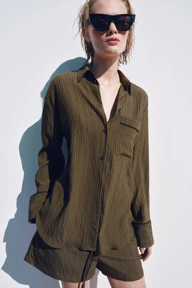 Рубашка струящаяся в полоску — коллекция Zara «Zw»- Заказать в России