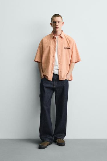 Zara Рубашка в клетку с комбинированной вышивкой купить с доставкой.