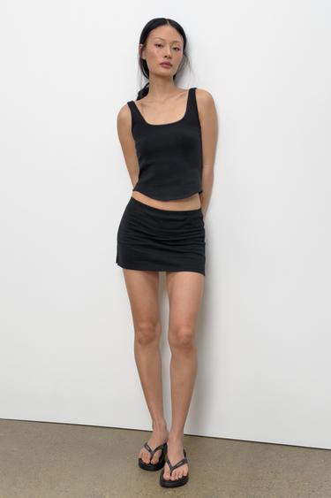 Zara Топ в рубчик на бретелях