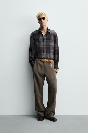 Zara Костюмные брюки клёш из вискозы и льна