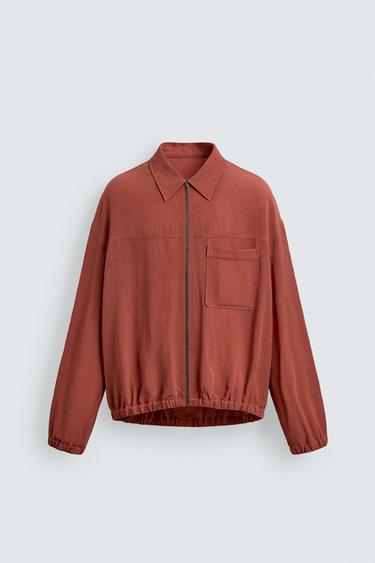 Zara Куртка-рубашка свободного кроя с молнией