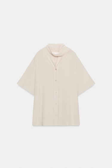 Zara Рубашка из струящейся ткани с завязками — коллекция ZARA «ZW»