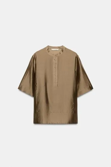 Свободная атласная блуза — коллекция Zara «Zw»- Заказать в России