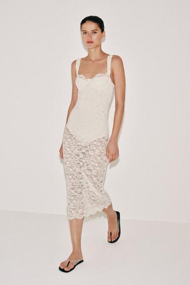 Zara Кружевное платье миди