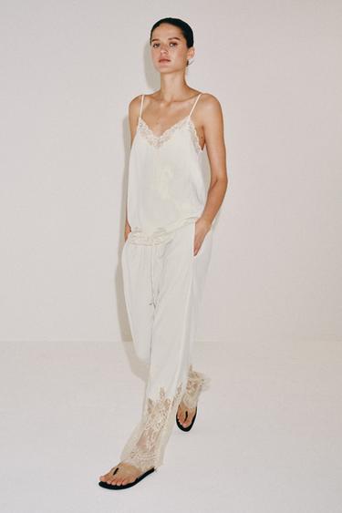 Zara Брюки в пижамном стиле с кружевом — коллекция ZARA «ZW»