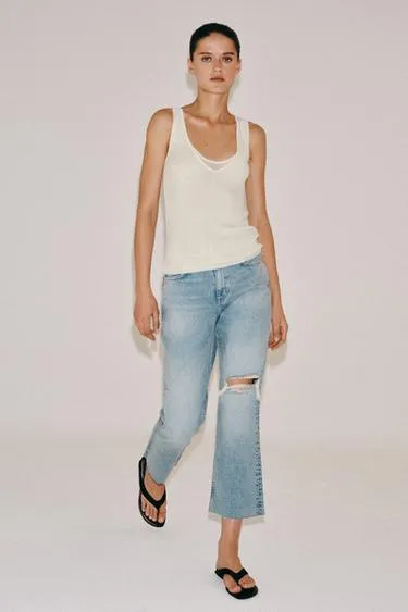 Укороченные джинсы   со средней посадкой — коллекция Zara «Zw»- Заказать в России