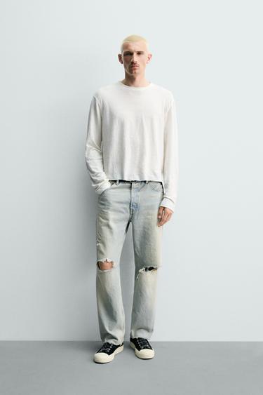 Zara Укороченные джинсы страйт-фит