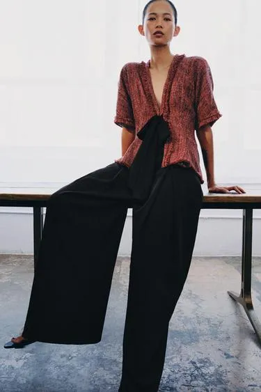 Топ с баской и бахромой — коллекция Zara «Zw»- Заказать в России