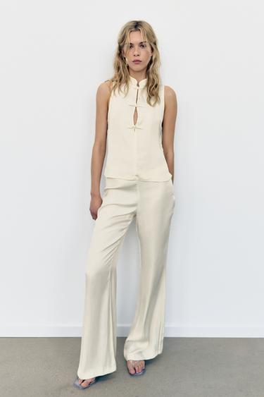 Zara Атласные брюки клёш
