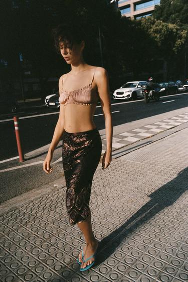 Zara Юбка миди с бисером — лимитированная серия