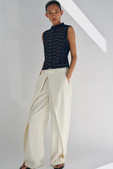 Zara Джинсовый жилет с декоративной строчкой — коллекция ZARA «ZW»