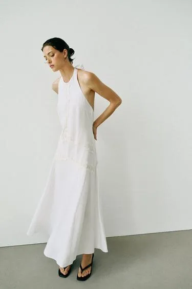 Платье миди из смесового льна