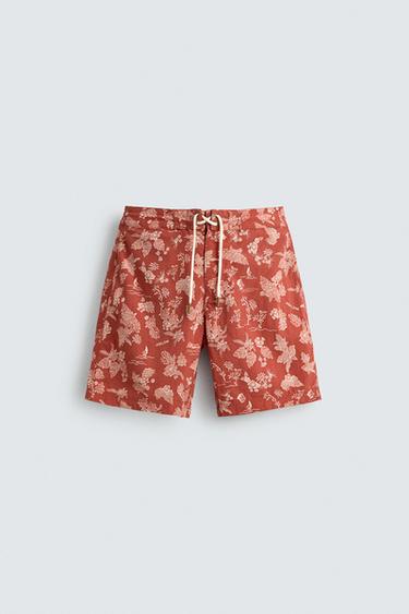 Zara Длинные плавки с цветочным принтом