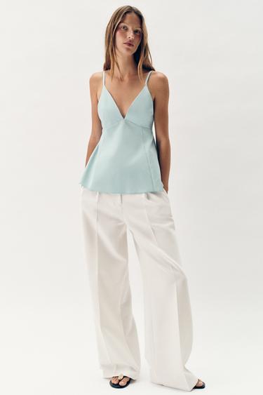 Zara Топ с бретелями и баской