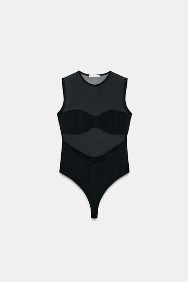 Zara Боди с комбинированной тканью