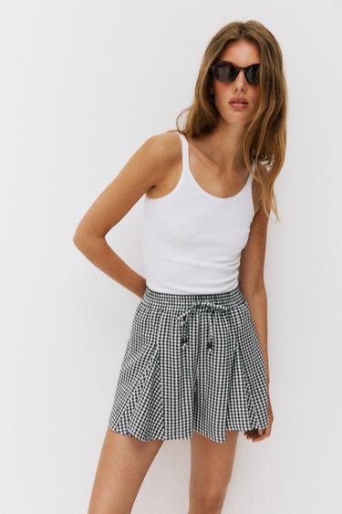 Zara Юбка-шорты в клетку виши