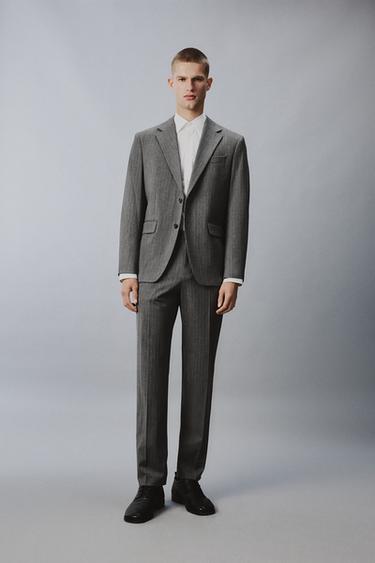 Zara Костюмные брюки в тонкую полоску из шерсти