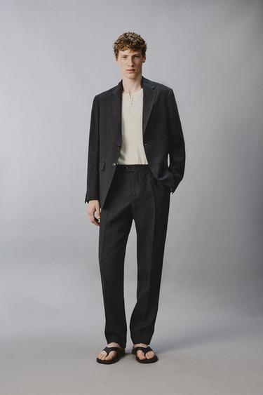 Zara Классические костюмные брюки из 100% льна купить с доставкой.