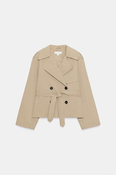 Zara Короткий тренч с погонами и поясом