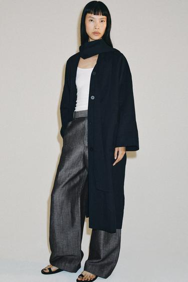 Zara Пальто оверсайз из льна — коллекция ZARA «ZW» купить с доставкой.