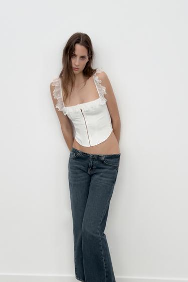 Zara Кружевной топ в бельевом стиле