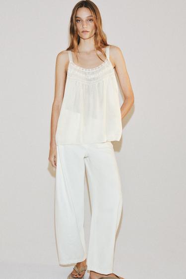 Zara Атласный топ с кружевом — коллекция ZARA «ZW»