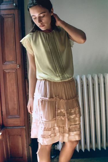 Zara Юбка из жоржета с воланами и сборками