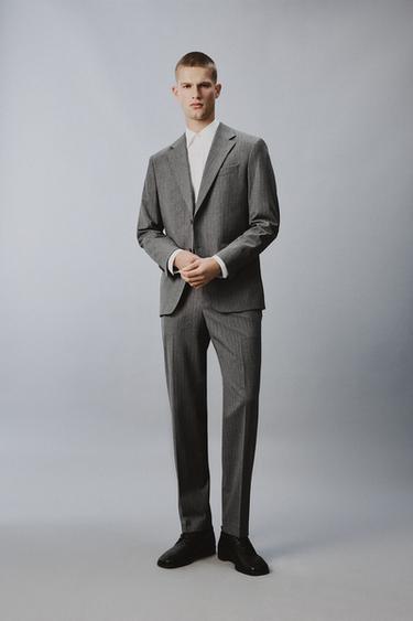 Zara Блейзер из шерсти в тонкую полоску