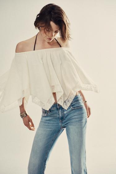 Zara Топ-накидка с кружевом