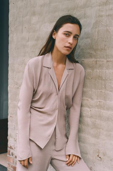 Zara Рубашка-летучая мышь из 100% вискозы