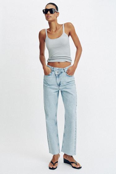 Zara Джинсы Z1975 STRIAGHT с высокой посадкой и перекрещивающимся поясом