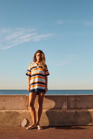 Zara Платье поло в полоску
