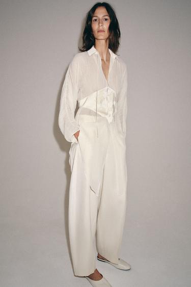 Zara Блуза из жоржета с кружевом — коллекция ZARA «ZW» купить с доставкой.