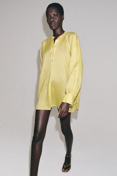 Zara Рубашка оверсайз из рами и лиоцелла коллекция ZARA «ZW»