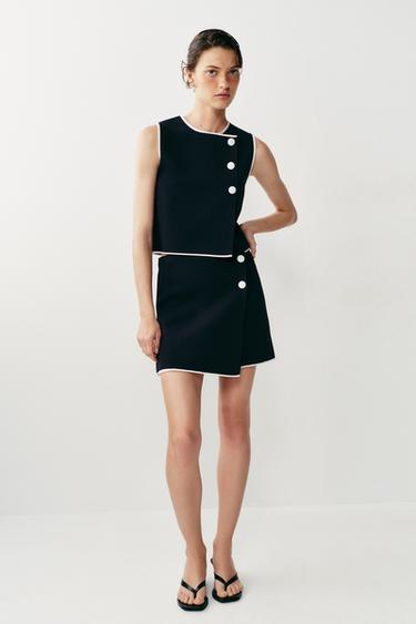 Zara Трикотажный топ с контрастными пуговицами